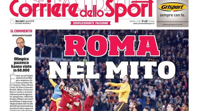 Los potentes halagos que se ganó AS Roma en la prensa italiana tras eliminar a Barcelona Los potentes halagos que se ganó AS Roma en la prensa italiana tras eliminar a Barcelona