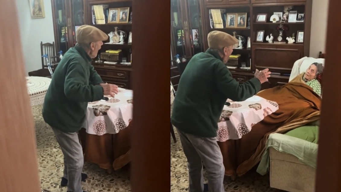 Graban a adulto mayor bailándole a su esposa con Alzheimer para animarla