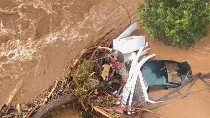   Dos personas y su mascota fueron rescatados tras el desborde de un río en Brasil 