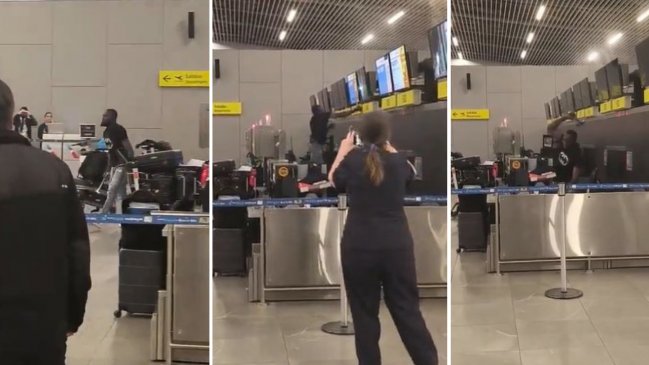 Hombre causó terror y destrozos, con un martillo, en el Aeropuerto de Santiago