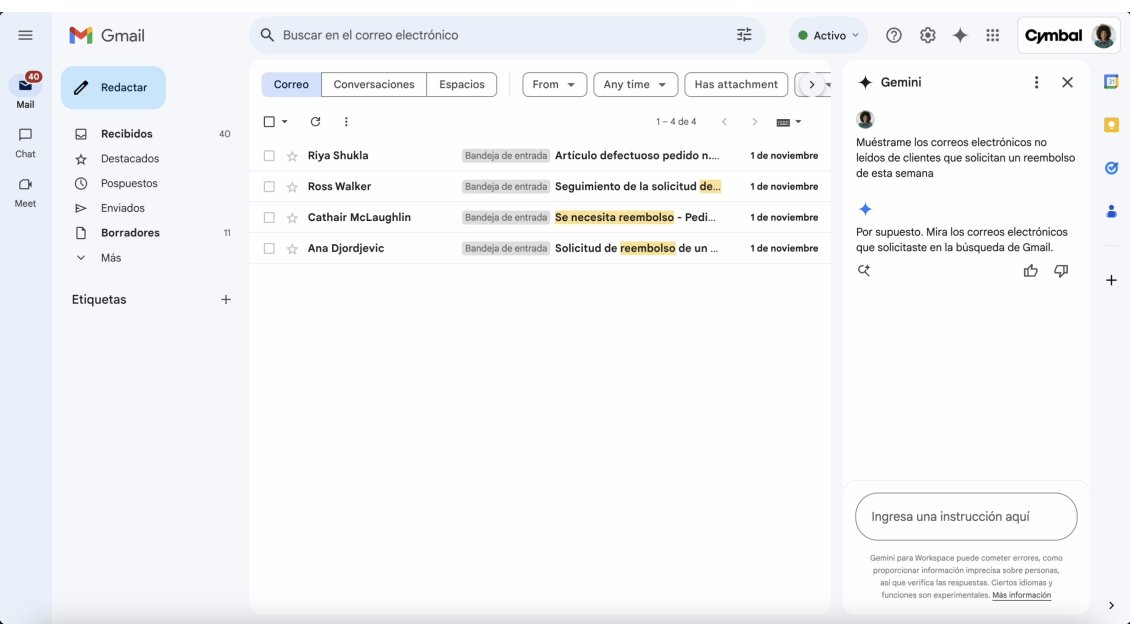 La IA Gemini llega en español a Gmail y Google Drive