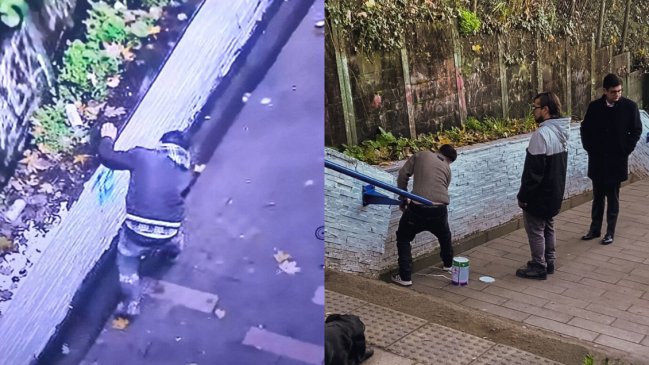 Hombre rayó espacio público en Puerto Montt y justicia lo obligó a repararlo