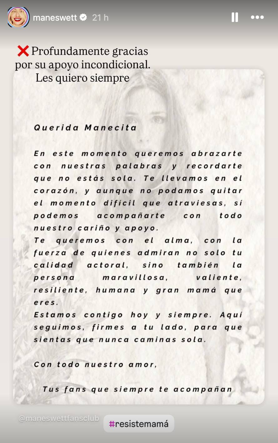 Mane Swett agradeció el apoyo de sus fans tras perder la custodia de su hijo