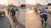 Captan a ciclistas circulando contra el tránsito en Ñuñoa: