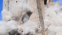 El derrumbe de una parte de torre medieval en Roma durante su restauración