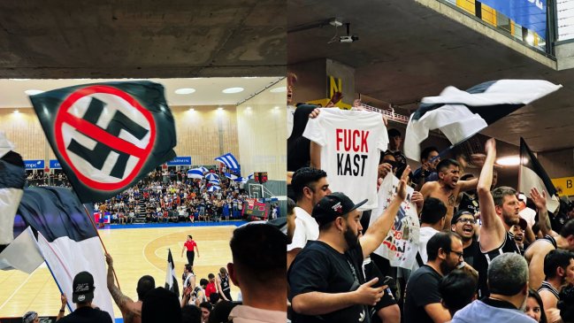 Con banderas antinazi: Barristas de Colo Colo protestaron contra Kast en duelo de la LNB