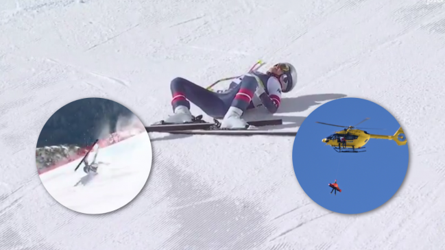 Lindsey Vonn sufrió dura caída en el descenso alpino olímpico de Milán-Cortina