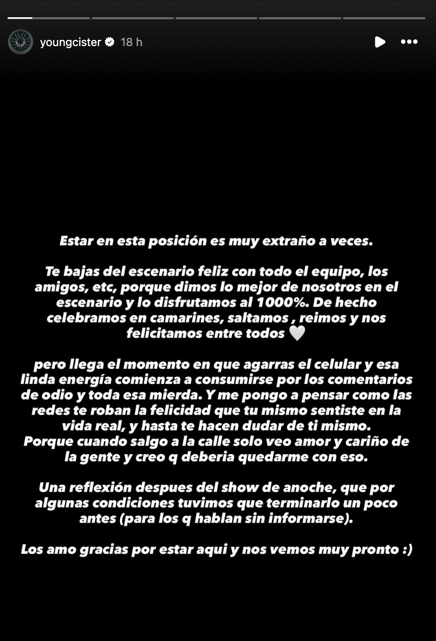 Las redes te roban felicidad Young Cister Young Cister Lollapalooza 2026