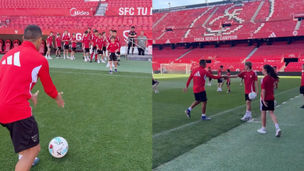   [VIDEO] Alexis Sánchez se divirtió con improvisado entrenamiento junto a los juveniles de Sevilla 