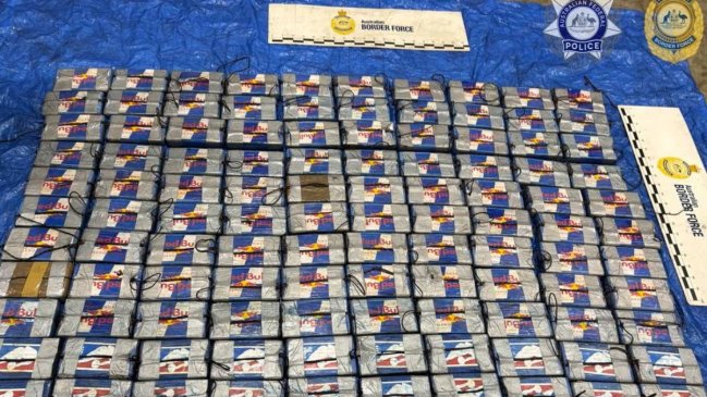Policía australiana descubrió 110 kilos de cocaína en contenedor procedente de Chile