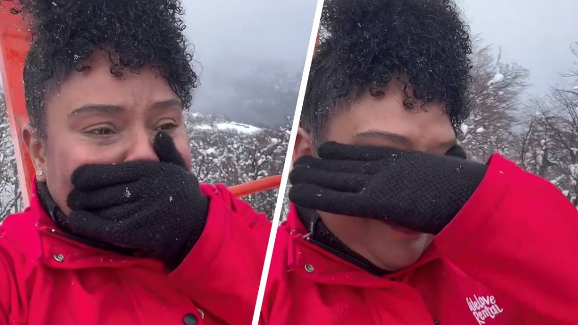 Turista brasileña se emociona hasta las lágrimas al visitar la nieve en Chile