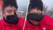 Turista brasileña se emociona hasta las lágrimas al visitar la nieve en Chile