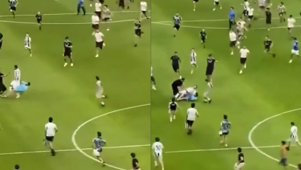   [VIDEO] ¡Insólito! Futbolista de Juventus se lesionó tras barrida de hincha que invadió la cancha 